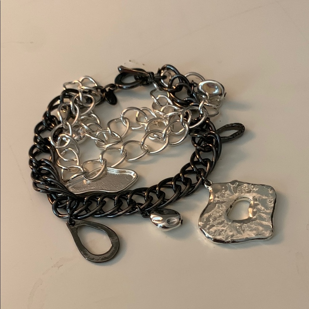 Chico’s Silver and Black Chain Bracelet